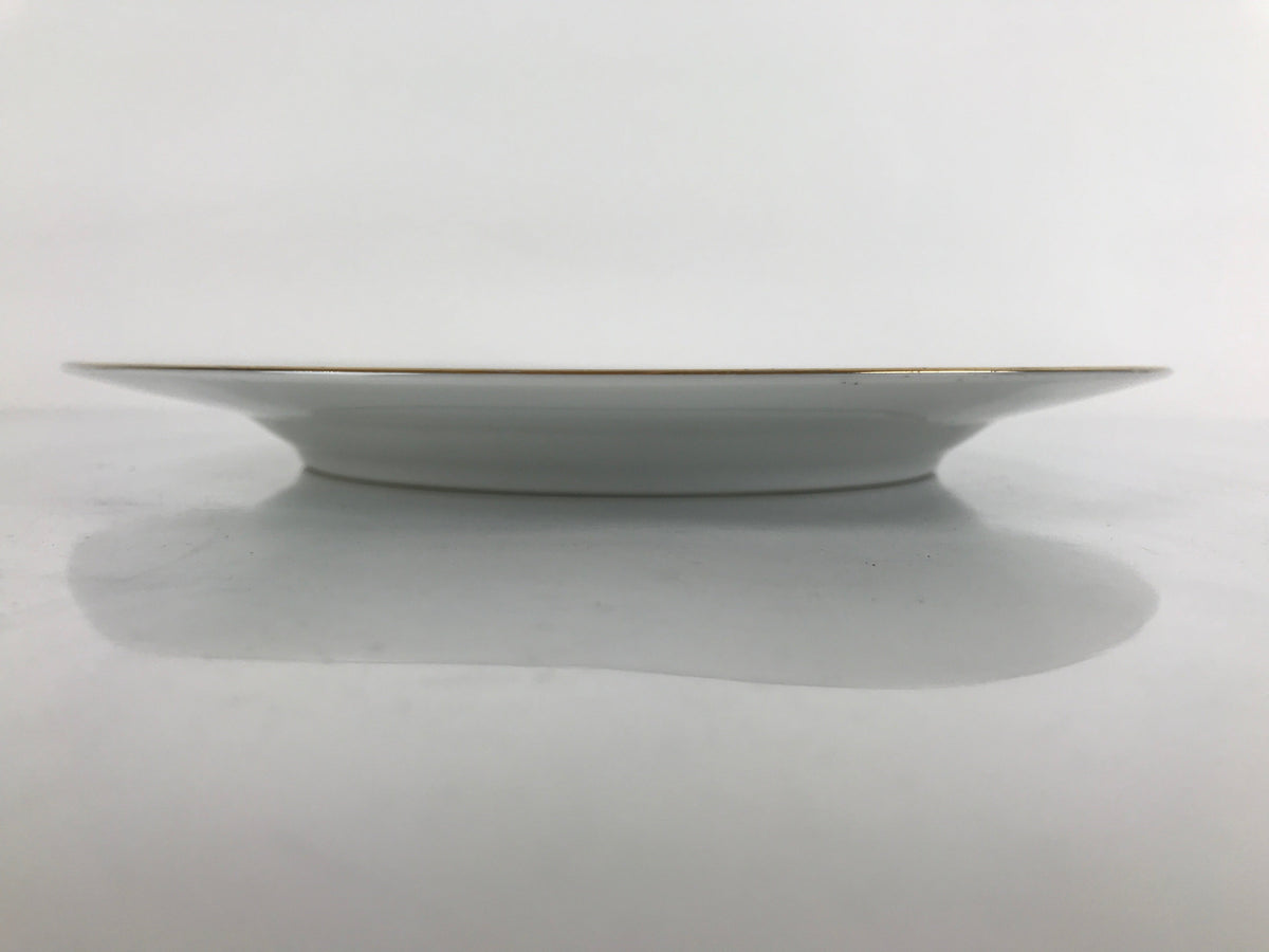 Japanese Porcelain TOEN Kozan Plate Vtg Simple Round White Gold Rim PY814