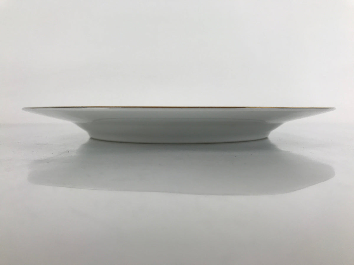 Japanese Porcelain TOEN Kozan Plate Vtg Simple Round White Gold Rim PY814