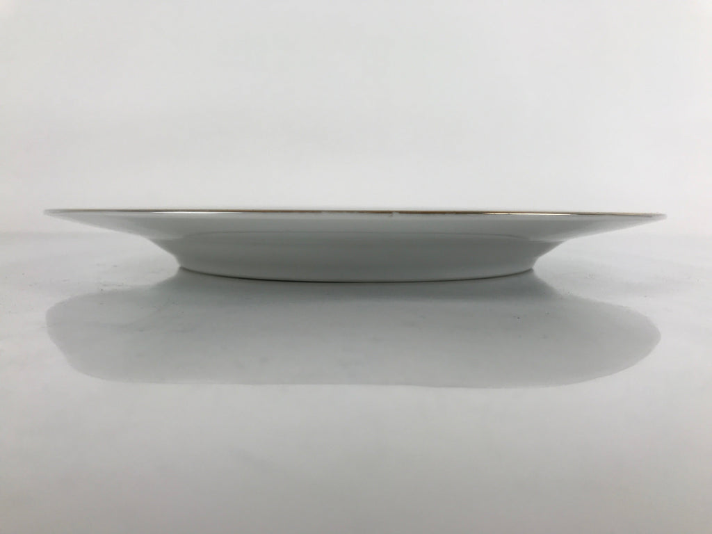 Japanese Porcelain TOEN Kozan Plate Vtg Simple Round White Gold Rim PY814