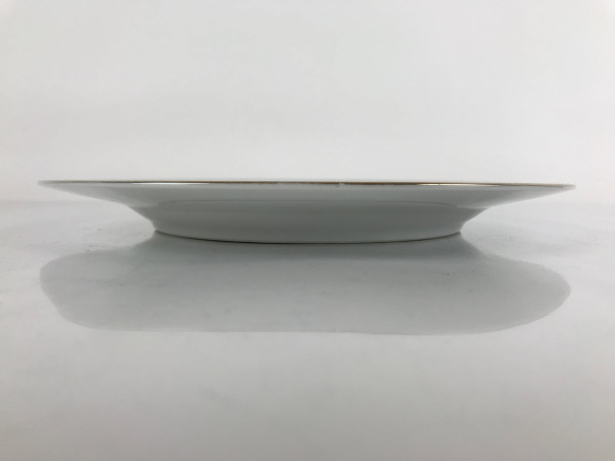 Japanese Porcelain TOEN Kozan Plate Vtg Simple Round White Gold Rim PY814