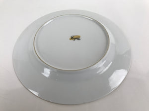 Japanese Porcelain TOEN Kozan Plate Vtg Simple Round White Gold Rim PY814