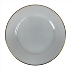 Japanese Porcelain TOEN Kozan Plate Vtg Simple Round White Gold Rim PY814