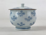 Japanese Porcelain Teacup Chawan Vtg Lidded Flowers Blue Pottery Yunomi TC385