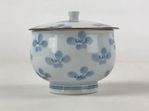 Japanese Porcelain Teacup Chawan Vtg Lidded Flowers Blue Pottery Yunomi TC385