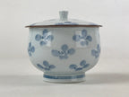 Japanese Porcelain Teacup Chawan Vtg Lidded Flowers Blue Pottery Yunomi TC385