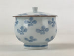 Japanese Porcelain Teacup Chawan Vtg Lidded Flowers Blue Pottery Yunomi TC385