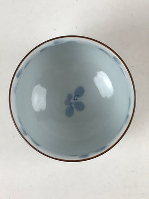 Japanese Porcelain Teacup Chawan Vtg Lidded Flowers Blue Pottery Yunomi TC385