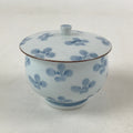 Japanese Porcelain Teacup Chawan Vtg Lidded Flowers Blue Pottery Yunomi TC385