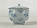 Japanese Porcelain Teacup Chawan Vtg Lidded Flowers Blue Pottery Yunomi TC387