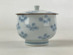 Japanese Porcelain Teacup Chawan Vtg Lidded Flowers Blue Pottery Yunomi TC387