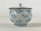 Japanese Porcelain Teacup Chawan Vtg Lidded Flowers Blue Pottery Yunomi TC387