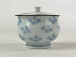 Japanese Porcelain Teacup Chawan Vtg Lidded Flowers Blue Pottery Yunomi TC387