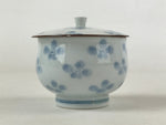 Japanese Porcelain Teacup Chawan Vtg Lidded Flowers Blue Pottery Yunomi TC387