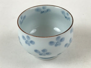 Japanese Porcelain Teacup Chawan Vtg Lidded Flowers Blue Pottery Yunomi TC387