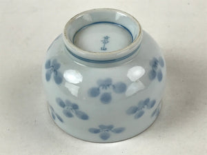 Japanese Porcelain Teacup Chawan Vtg Lidded Flowers Blue Pottery Yunomi TC387