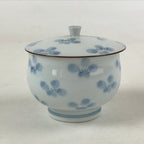 Japanese Porcelain Teacup Chawan Vtg Lidded Flowers Blue Pottery Yunomi TC387