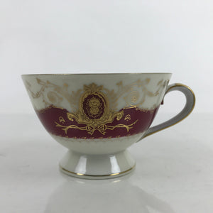 Japanese Porcelain Teacup Meito China Vtg Hand Painted Mandarin Red Gold Y132