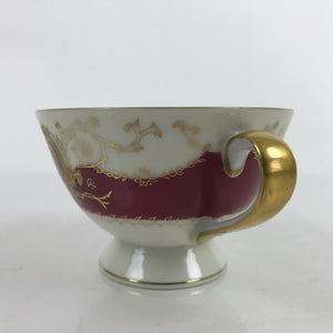 Japanese Porcelain Teacup Meito China Vtg Hand Painted Mandarin Red Gold Y132