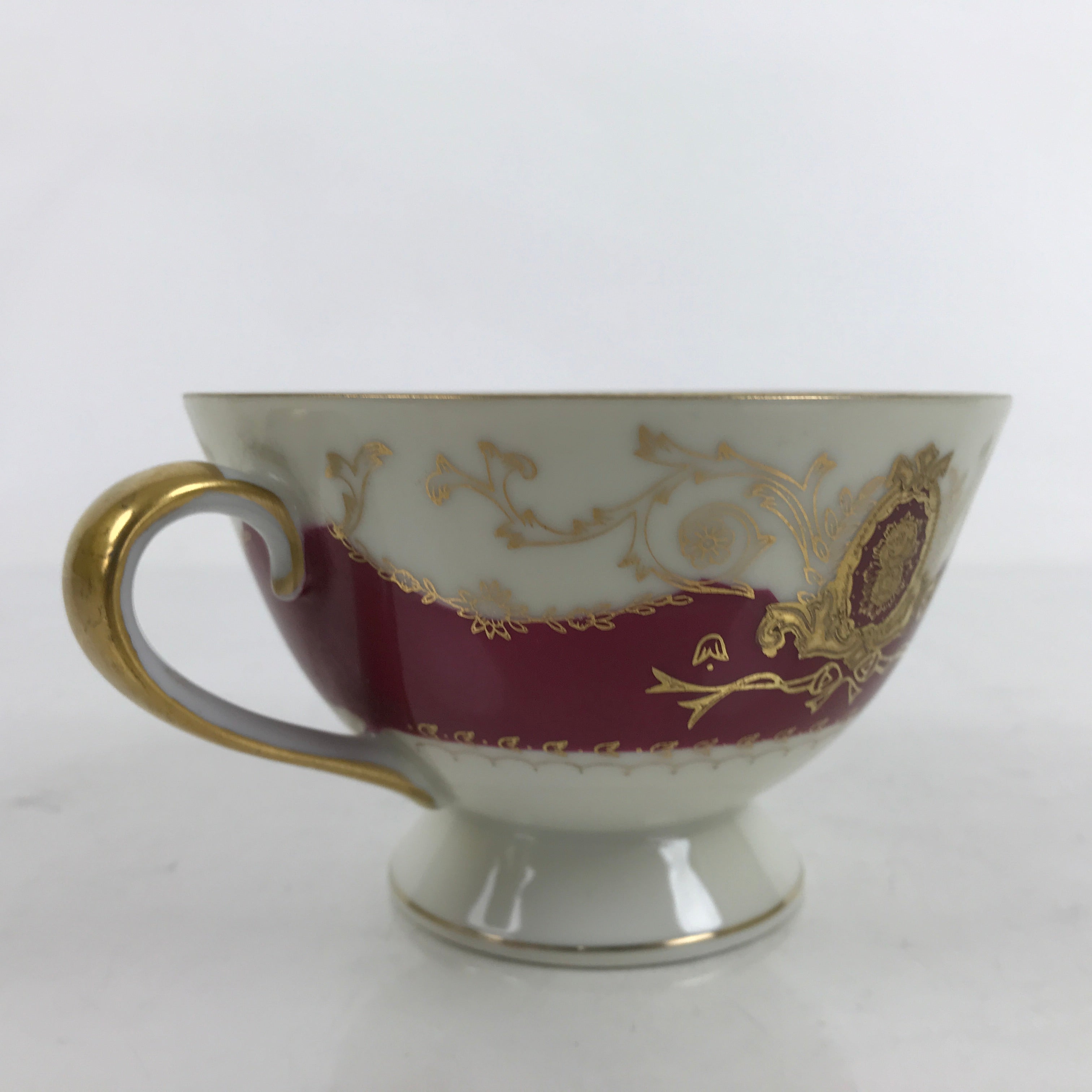 Japanese Porcelain Teacup Meito China Vtg Hand Painted Mandarin Red Gold Y132