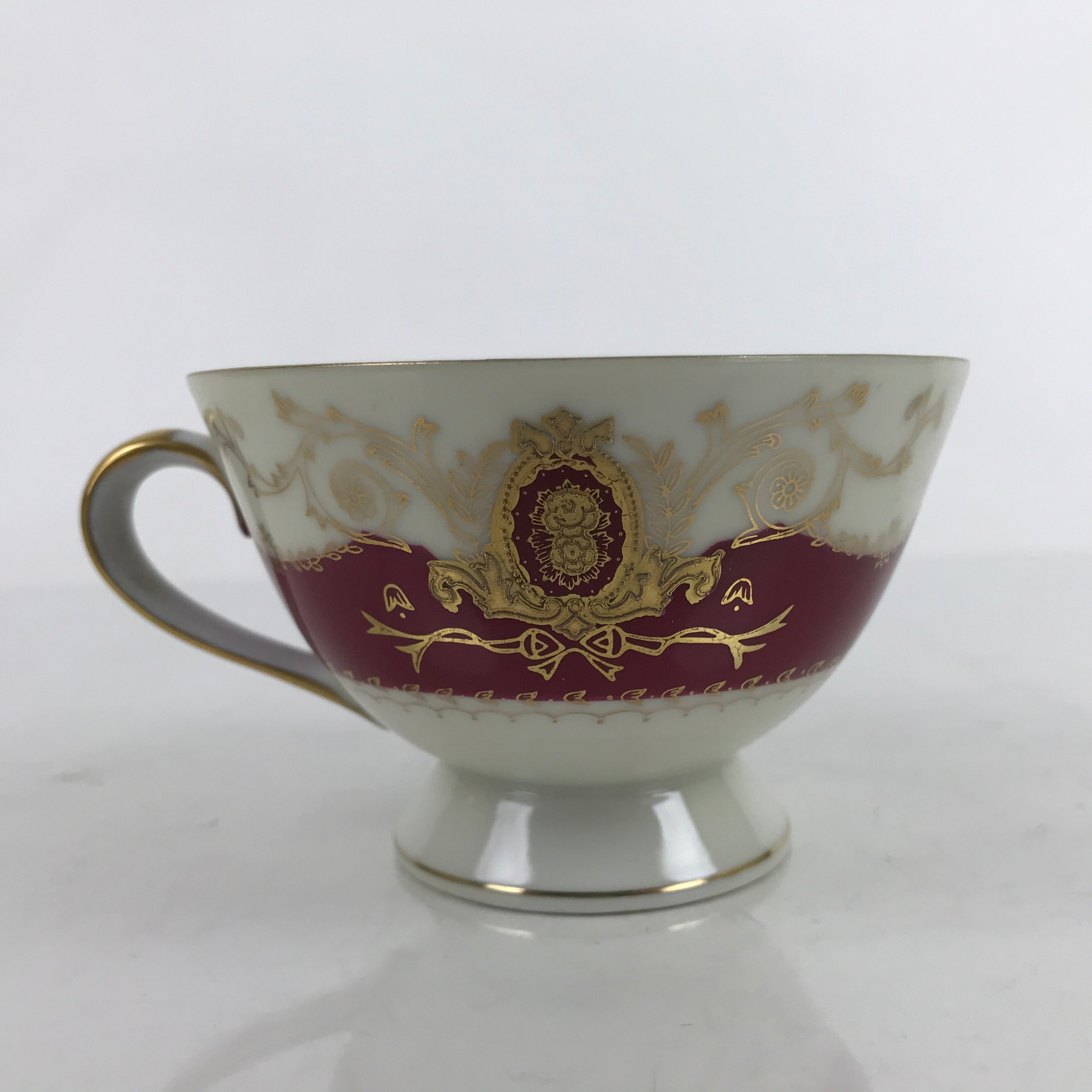 Japanese Porcelain Teacup Meito China Vtg Hand Painted Mandarin Red Gold Y132