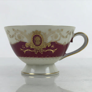 Japanese Porcelain Teacup Meito China Vtg Hand Painted Mandarin Red Gold Y133