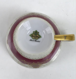 Japanese Porcelain Teacup Meito China Vtg Hand Painted Mandarin Red Gold Y133