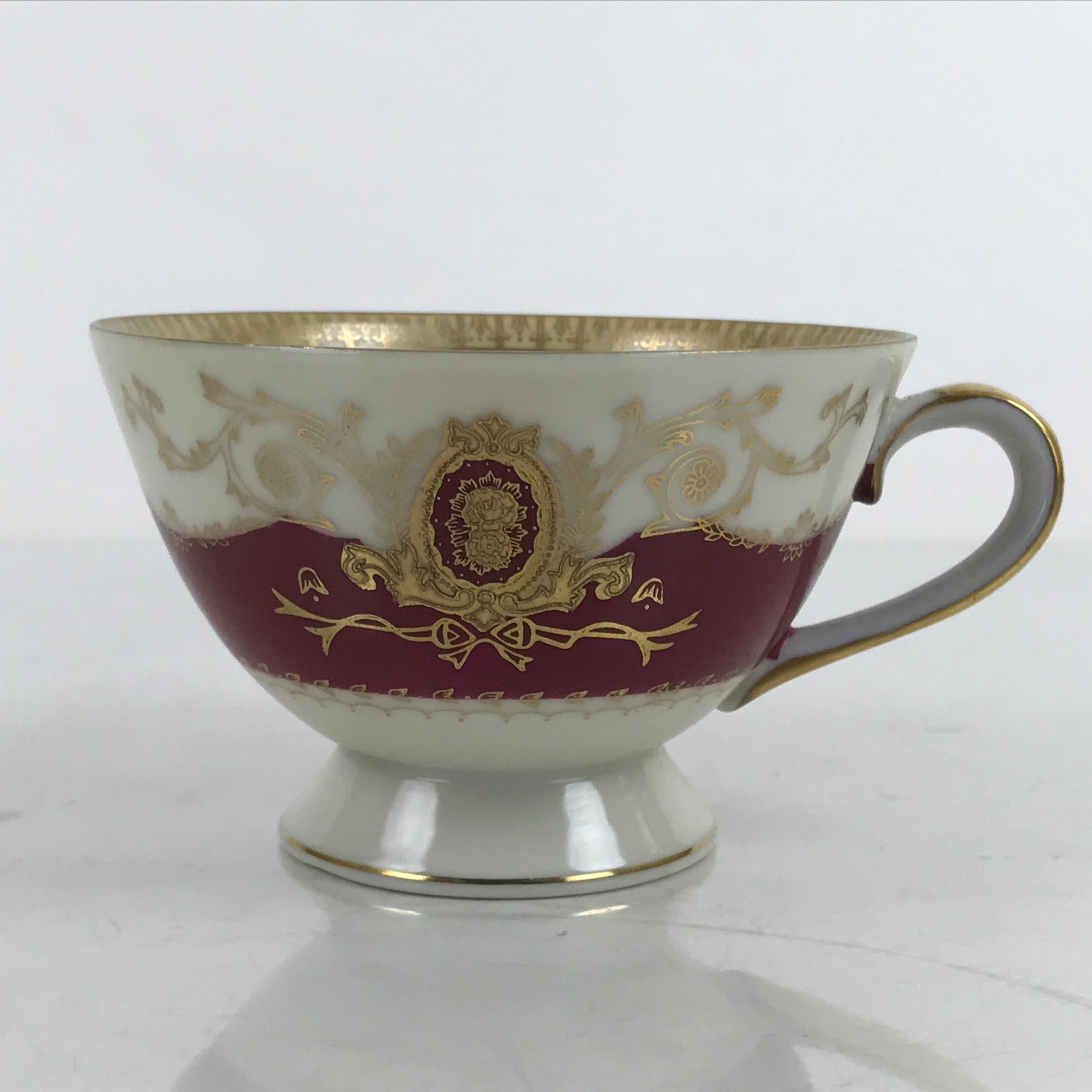 Japanese Porcelain Teacup Meito China Vtg Hand Painted Mandarin Red Gold Y134