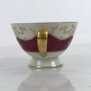 Japanese Porcelain Teacup Meito China Vtg Hand Painted Mandarin Red Gold Y134