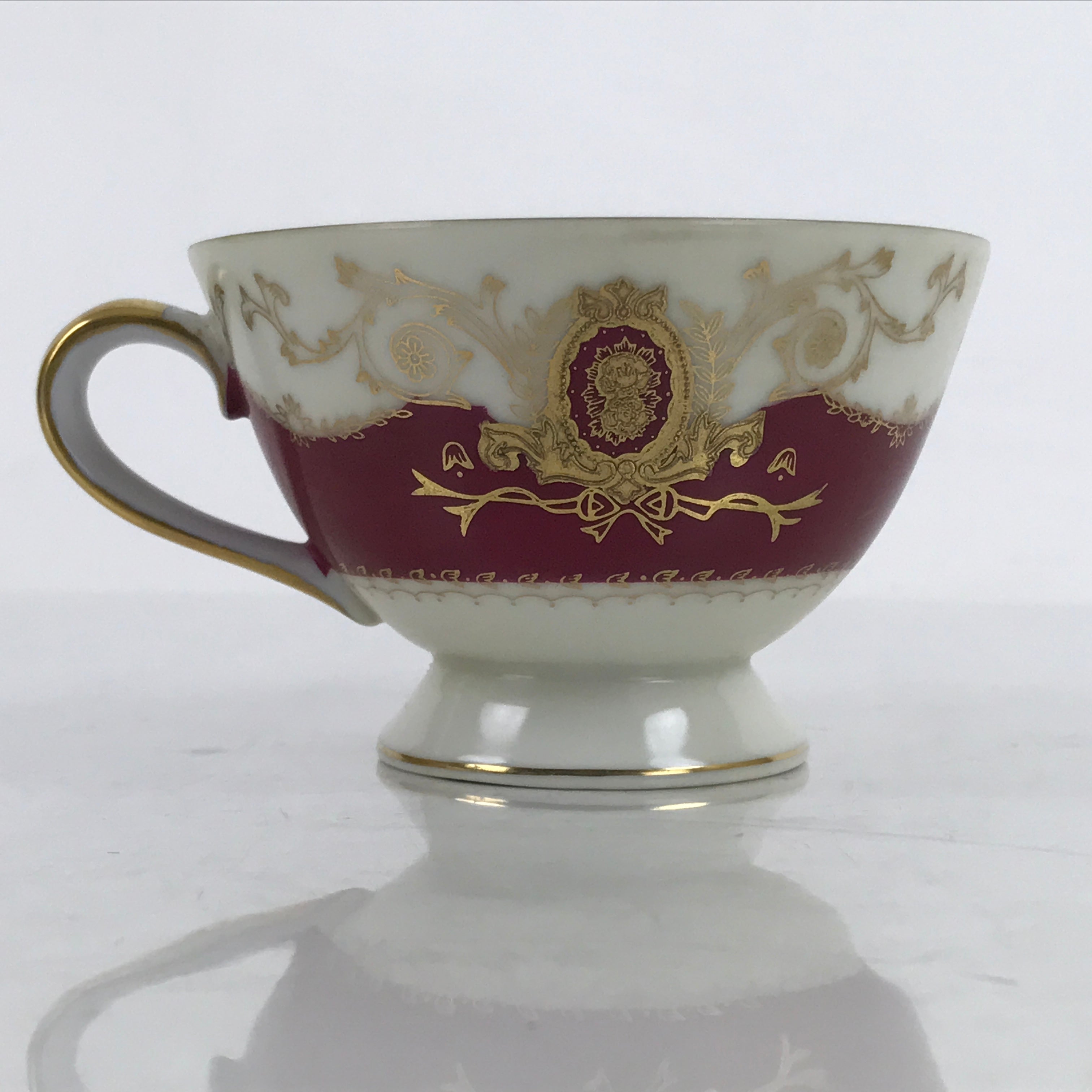 Japanese Porcelain Teacup Meito China Vtg Hand Painted Mandarin Red Gold Y134