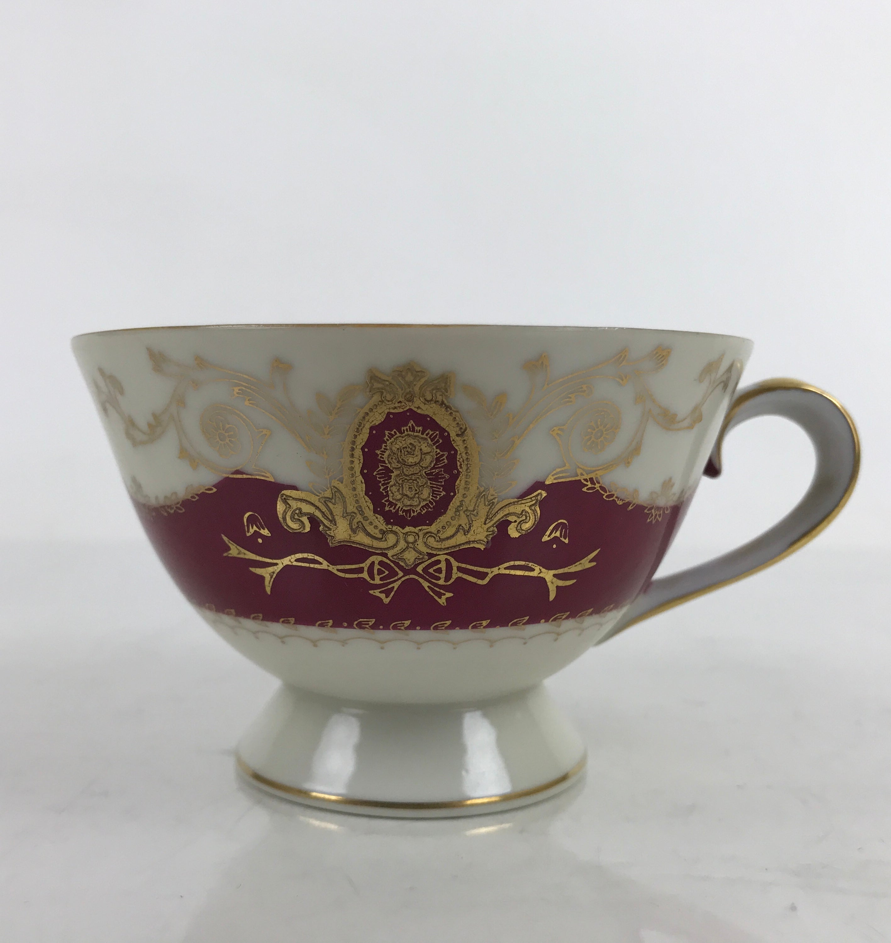 Japanese Porcelain Teacup Meito China Vtg Hand Painted Mandarin Red Gold Y135