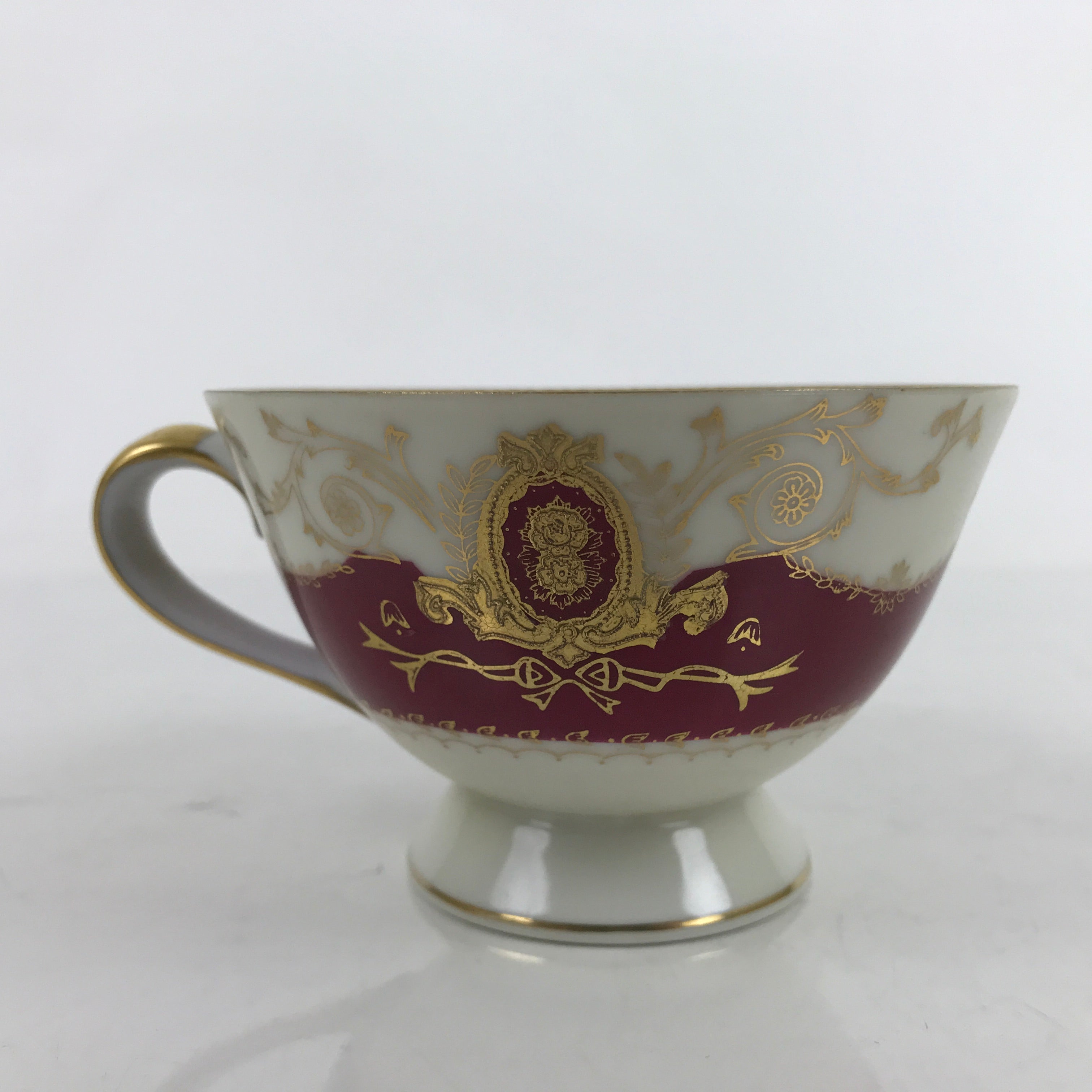 Japanese Porcelain Teacup Meito China Vtg Hand Painted Mandarin Red Gold Y135