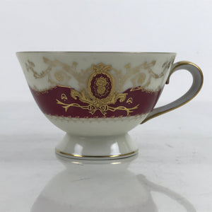 Japanese Porcelain Teacup Meito China Vtg Hand Painted Mandarin Red Gold Y136