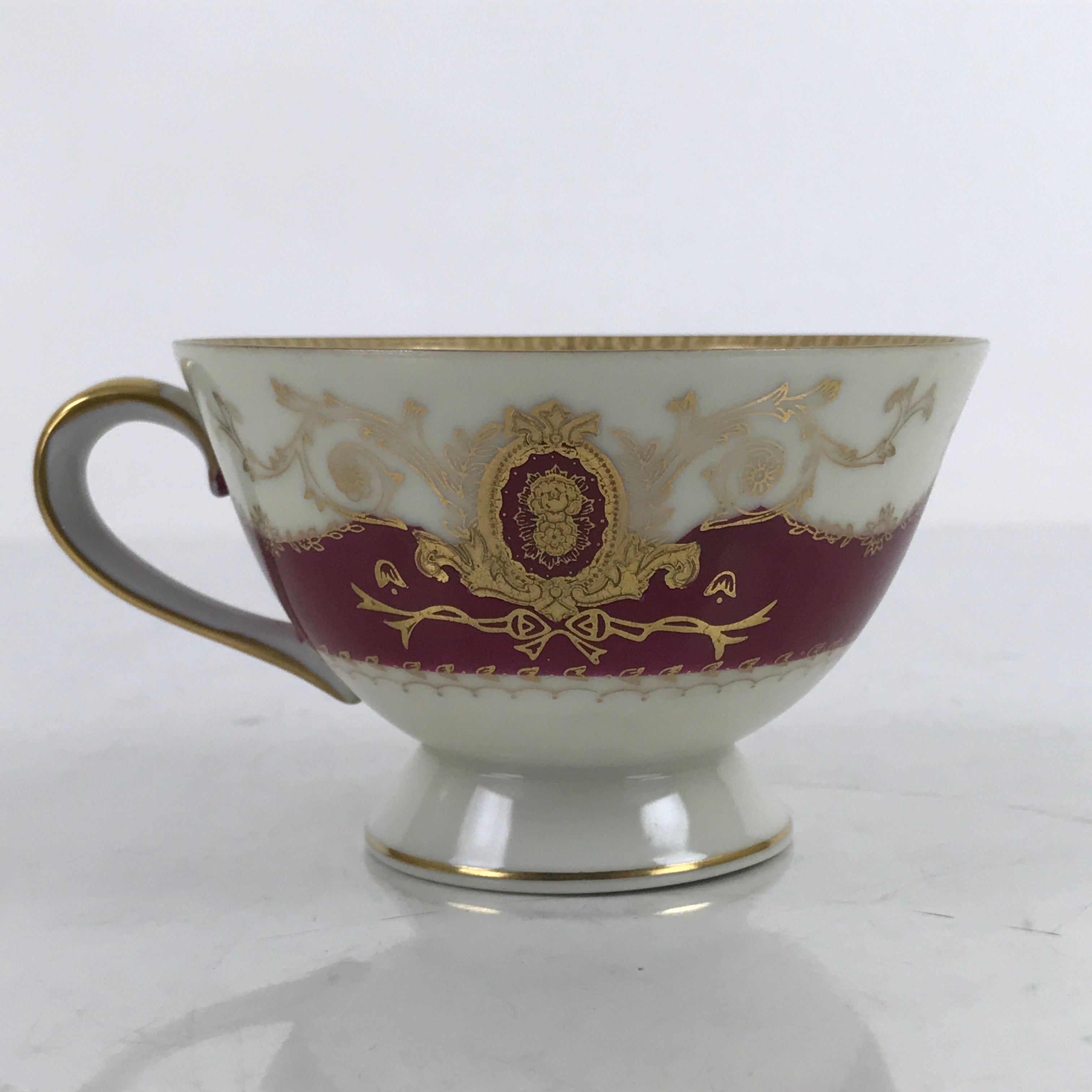 Japanese Porcelain Teacup Meito China Vtg Hand Painted Mandarin Red Gold Y136