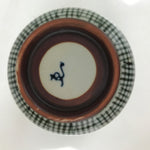 Japanese Porcelain Teacup Vtg Brown Gray Grid Pattern Sencha Yunomi TC462