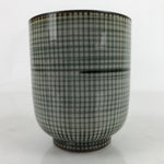 Japanese Porcelain Teacup Vtg Brown Gray Grid Pattern Sencha Yunomi TC463