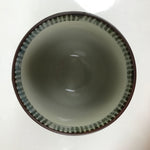 Japanese Porcelain Teacup Vtg Brown Gray Grid Pattern Sencha Yunomi TC463