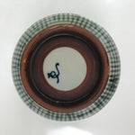 Japanese Porcelain Teacup Vtg Brown Gray Grid Pattern Sencha Yunomi TC465