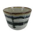 Japanese Porcelain Teacup Vtg Gray Black White Lines Ceramic Sencha Yunomi TC455