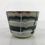 Japanese Porcelain Teacup Vtg Gray Black White Lines Ceramic Sencha Yunomi TC456