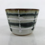 Japanese Porcelain Teacup Vtg Gray Black White Lines Ceramic Sencha Yunomi TC457