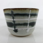 Japanese Porcelain Teacup Vtg Gray Black White Lines Ceramic Sencha Yunomi TC457