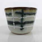 Japanese Porcelain Teacup Vtg Gray Black White Lines Ceramic Sencha Yunomi TC457