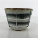 Japanese Porcelain Teacup Vtg Gray Black White Lines Ceramic Sencha Yunomi TC458