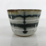 Japanese Porcelain Teacup Vtg Gray Black White Lines Ceramic Sencha Yunomi TC459