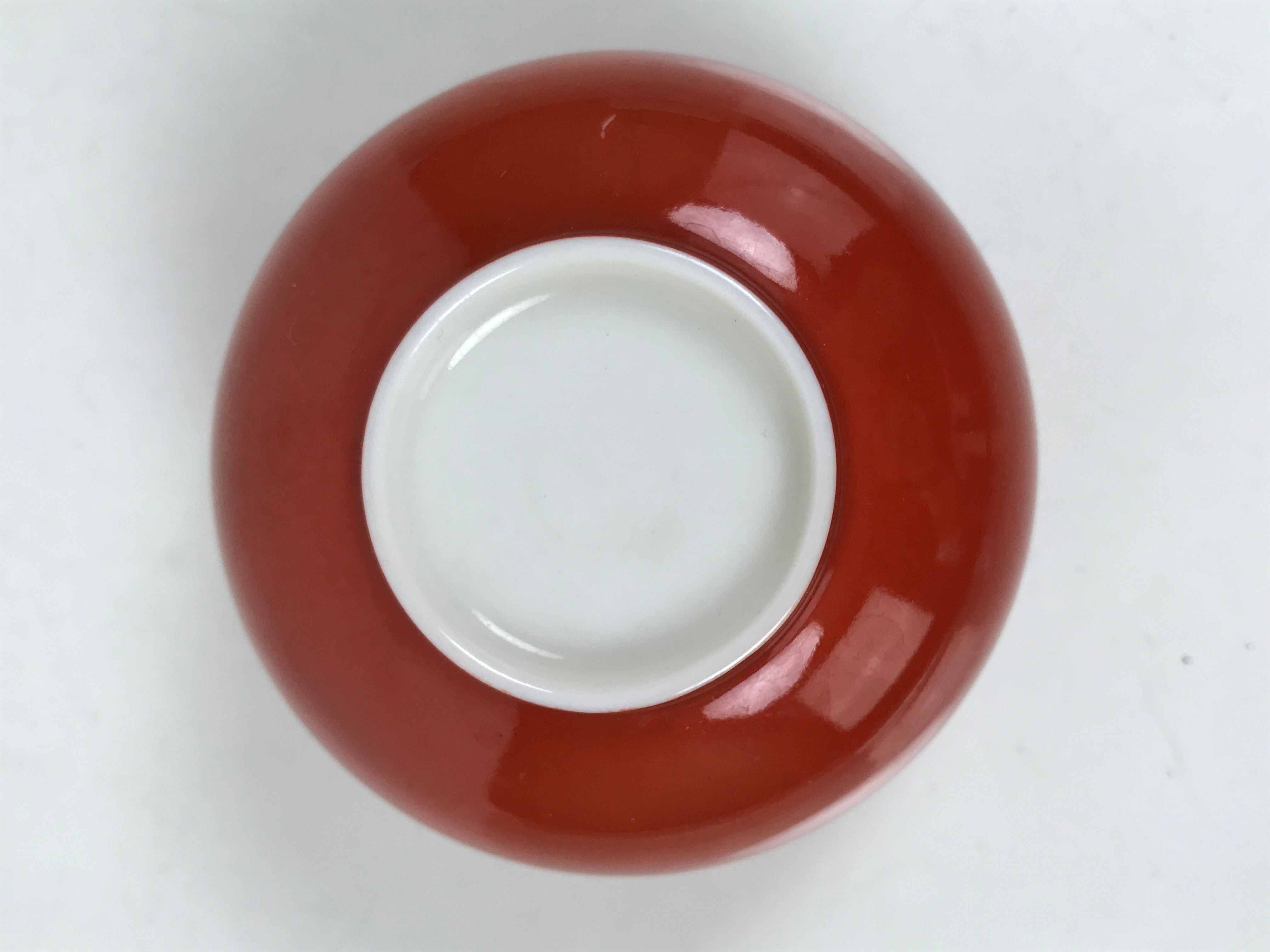 Japanese Porcelain Teacup Vtg Plain Color Red White Sencha Yunomi TC583