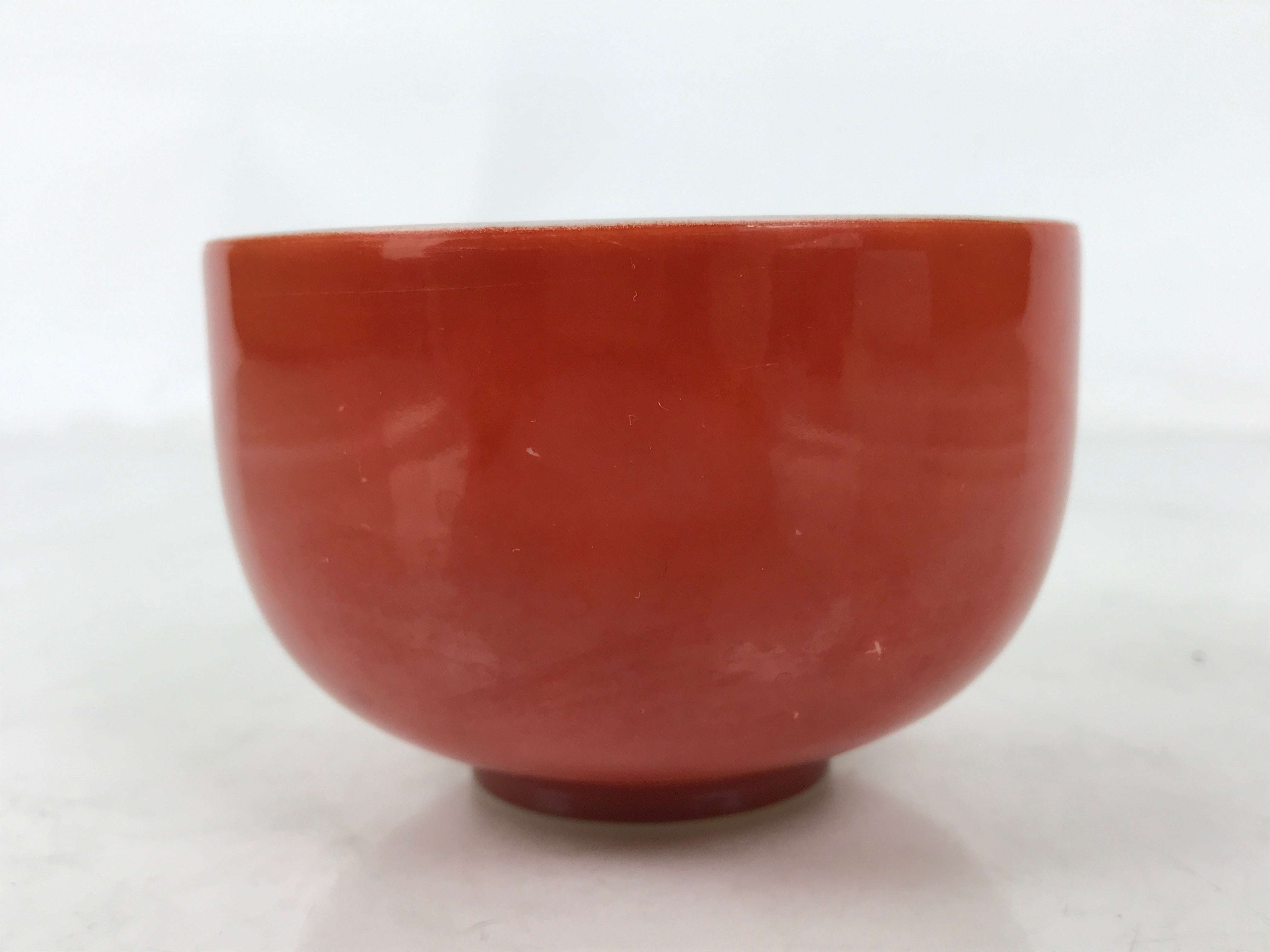 Japanese Porcelain Teacup Vtg Plain Color Simple Red White Sencha Yunomi TC592
