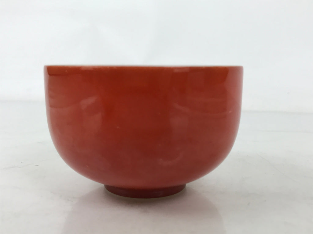 Japanese Porcelain Teacup Vtg Plain Color Simple Red White Sencha Yunomi TC592
