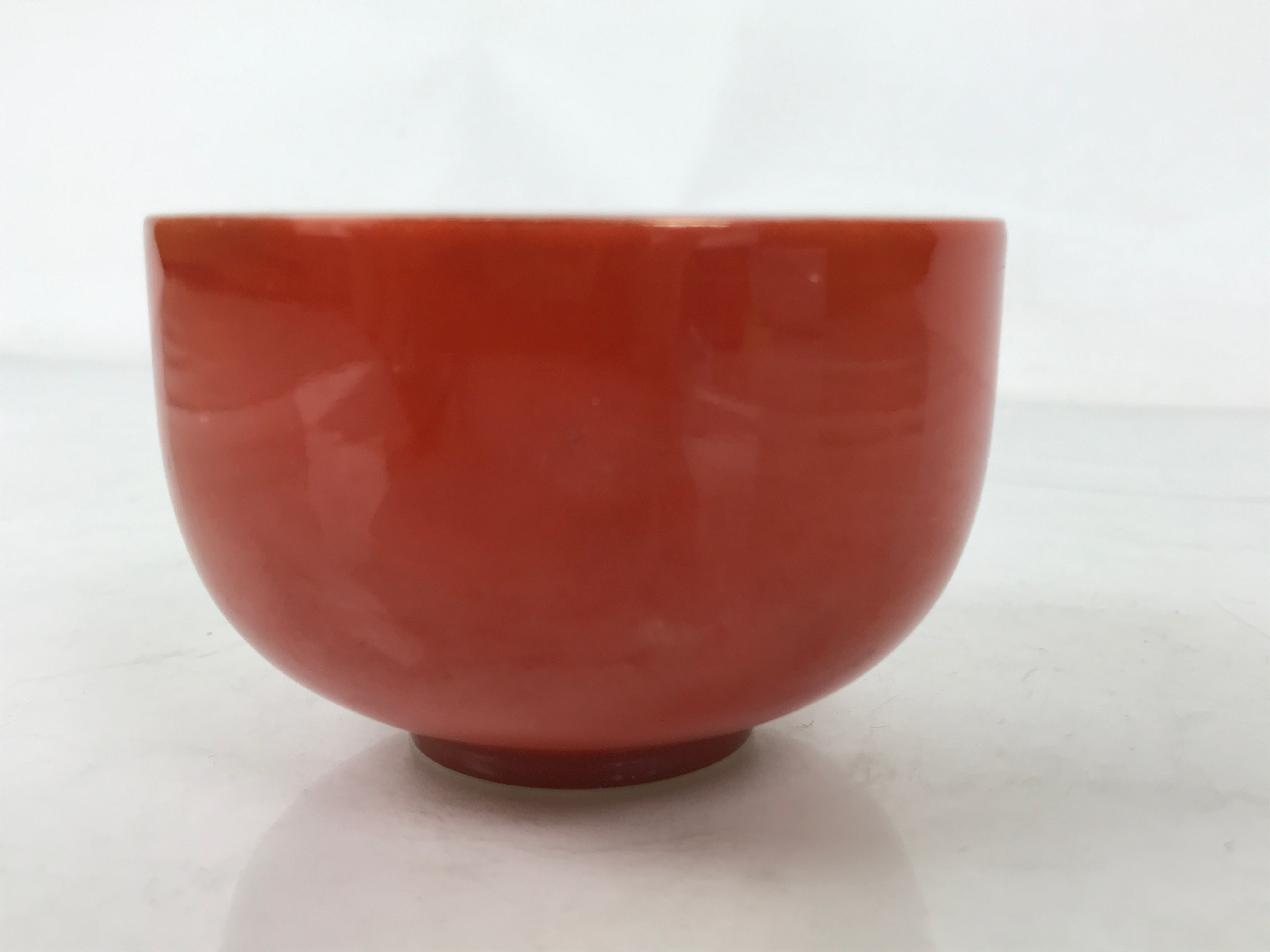 Japanese Porcelain Teacup Vtg Plain Color Simple Red White Sencha Yunomi TC592