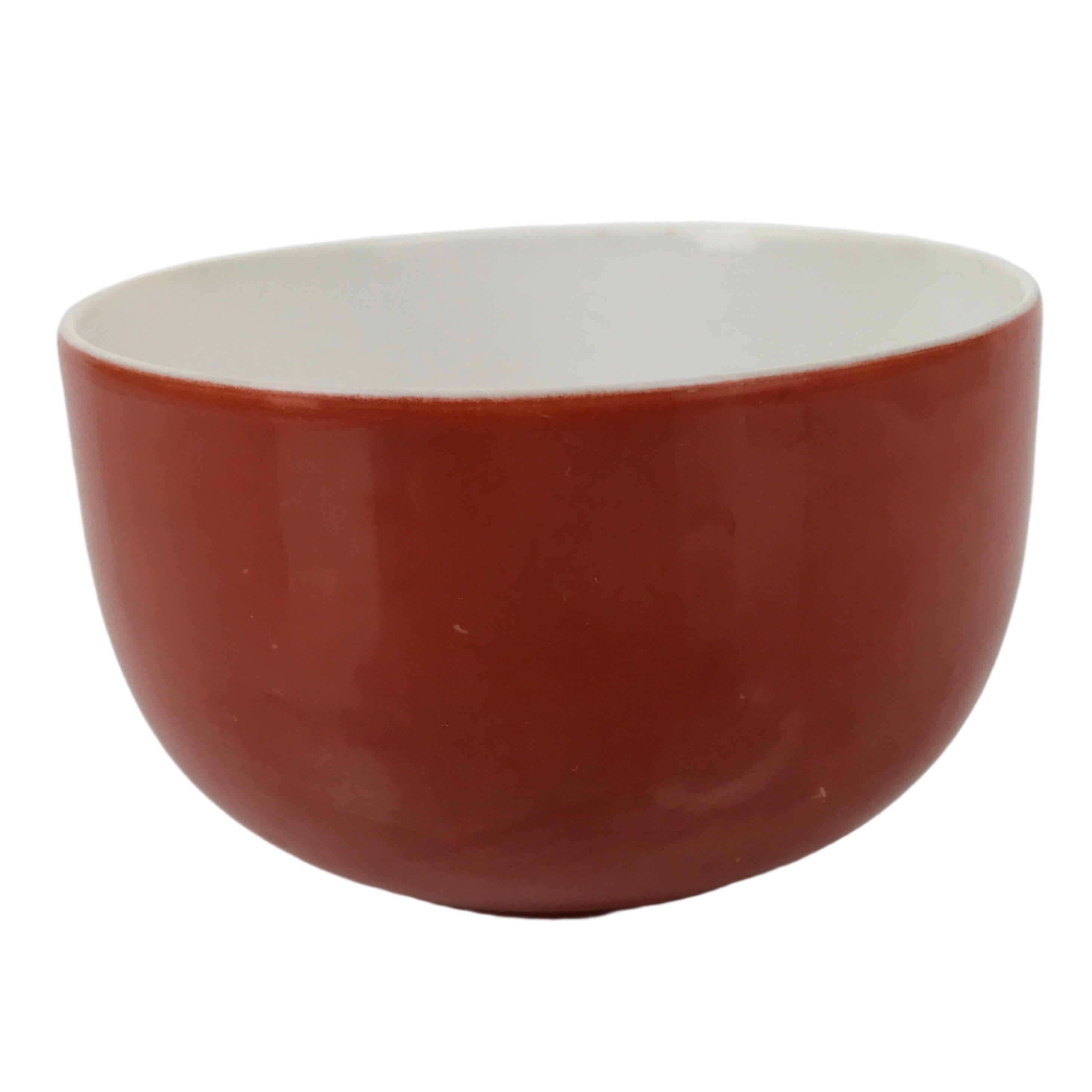 Japanese Porcelain Teacup Vtg Plain Color Simple Red White Sencha Yunomi TC592