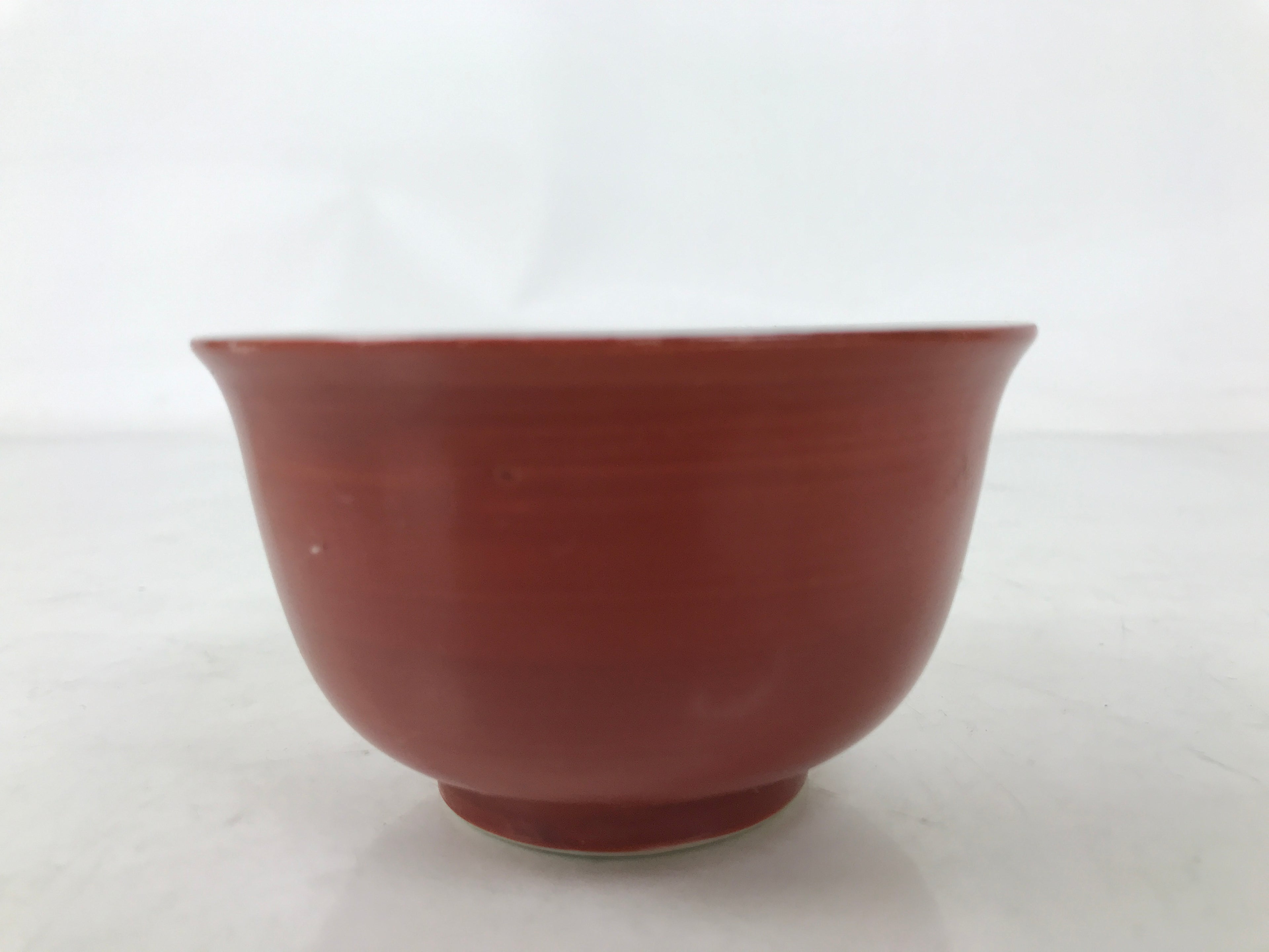 Japanese Porcelain Teacup Vtg Red White Blue Ami Net Design Sencha Yunomi TC593